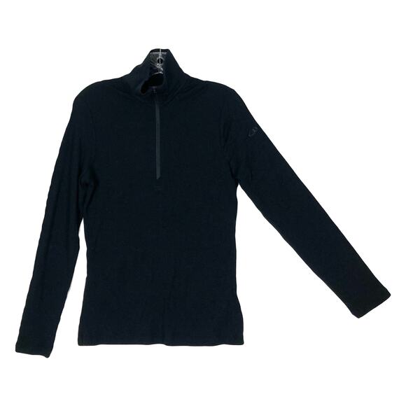 NWOT ICEBREAKER Sweater Women L Black Merino-Wool 175Tech 1/4Zip MockNeck LongSl - Picture 2 of 10